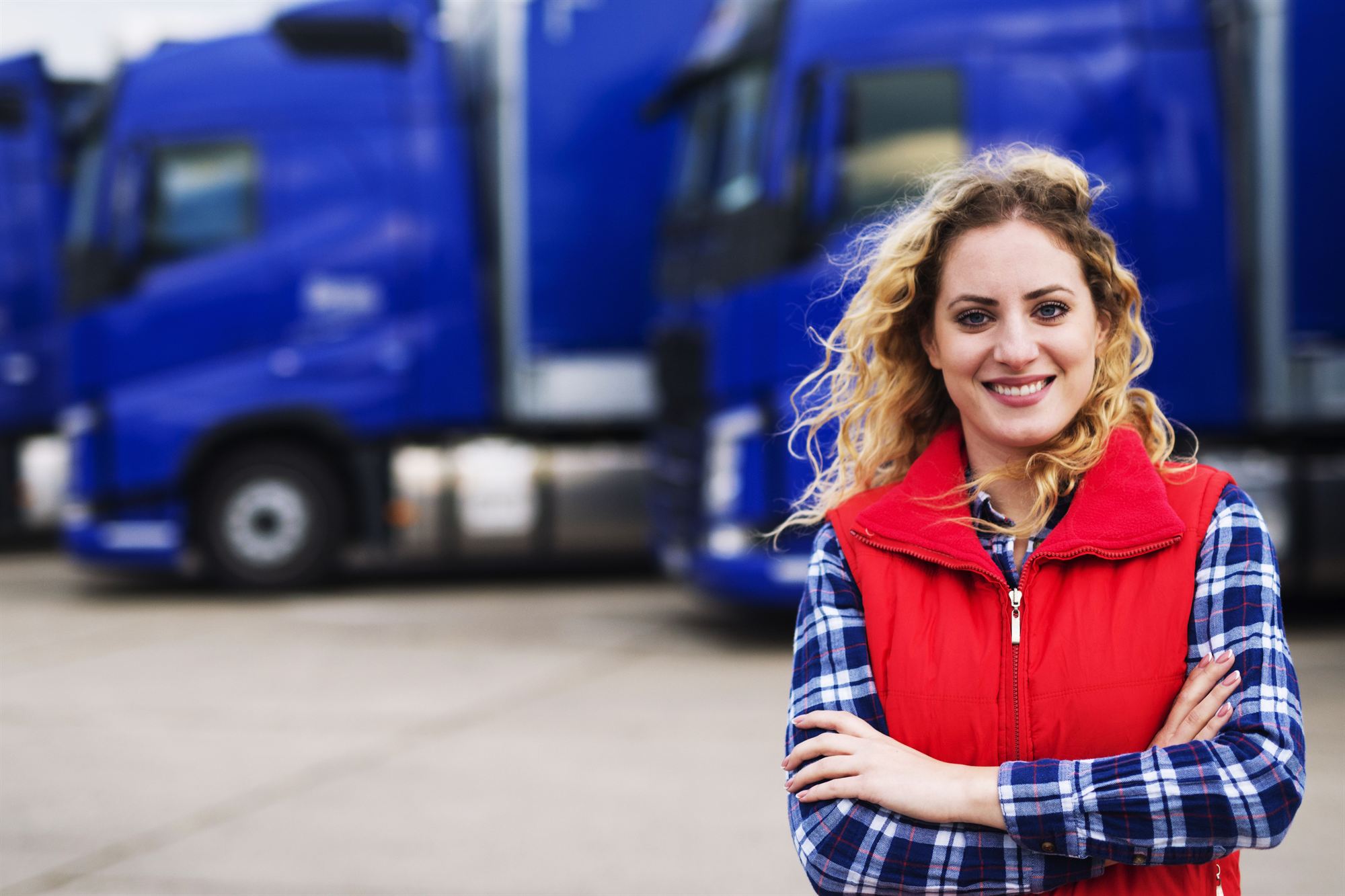 Fleet of commercial trucks kept on a maintenance schedule
